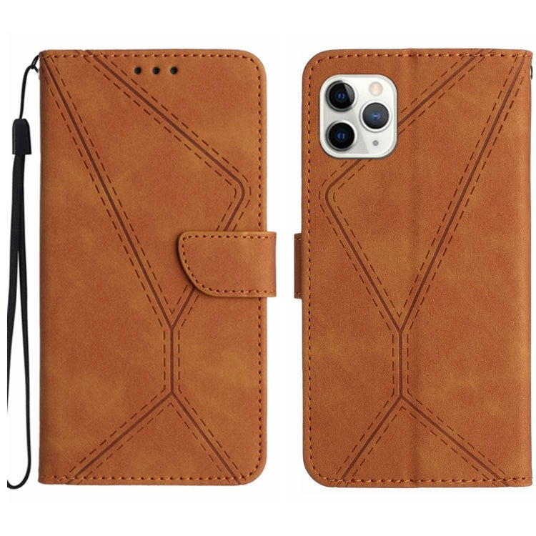 For iPhone 11 Pro Stitching Embossed Leather Phone Case(Brown)