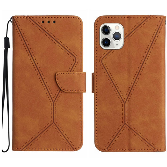 For iPhone 11 Pro Stitching Embossed Leather Phone Case(Brown)