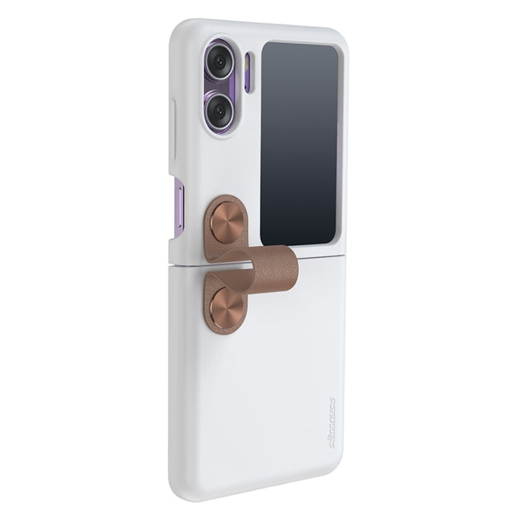 For OPPO Find N2 Flip  NILLKIN Skin Feel Liquid Silicone Phone Case With Finger Strap(White)