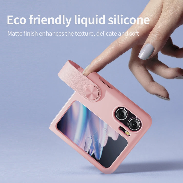For OPPO Find N2 Flip  NILLKIN Skin Feel Liquid Silicone Phone Case With Finger Strap(White)