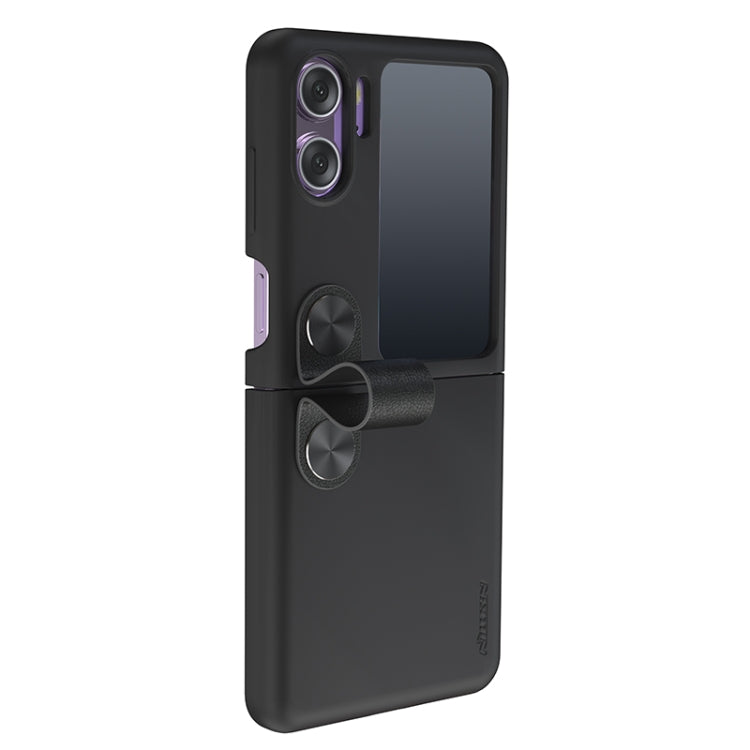 For OPPO Find N2 Flip NILLKIN Skin Feel Liquid Silicone Phone Case With Finger Strap(Black)