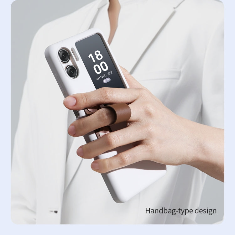 For OPPO Find N2 Flip NILLKIN Skin Feel Liquid Silicone Phone Case With Finger Strap(Black)