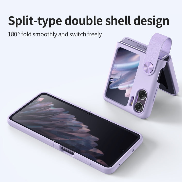For OPPO Find N2 Flip NILLKIN Skin Feel Liquid Silicone Phone Case With Finger Strap(Black)