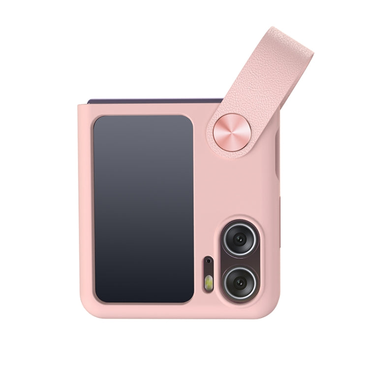 For OPPO Find N2 Flip NILLKIN Skin Feel Liquid Silicone Phone Case With Finger Strap(Pink)