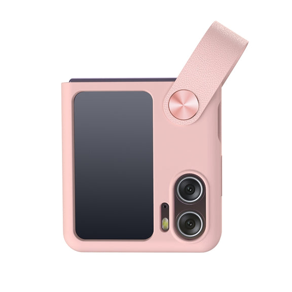 For OPPO Find N2 Flip NILLKIN Skin Feel Liquid Silicone Phone Case With Finger Strap(Pink)