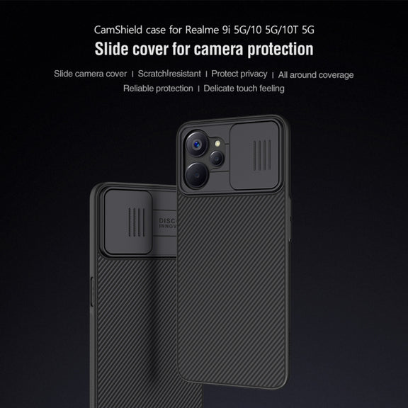 For Realme 9i 5G / 10 5G / 10T 5G NILLKIN Black Mirror Series Camshield PC Phone Case(Blue)