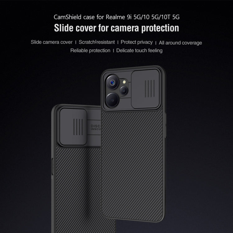 For Realme 9i 5G / 10 5G / 10T 5G NILLKIN Black Mirror Series Camshield PC Phone Case(Blue)