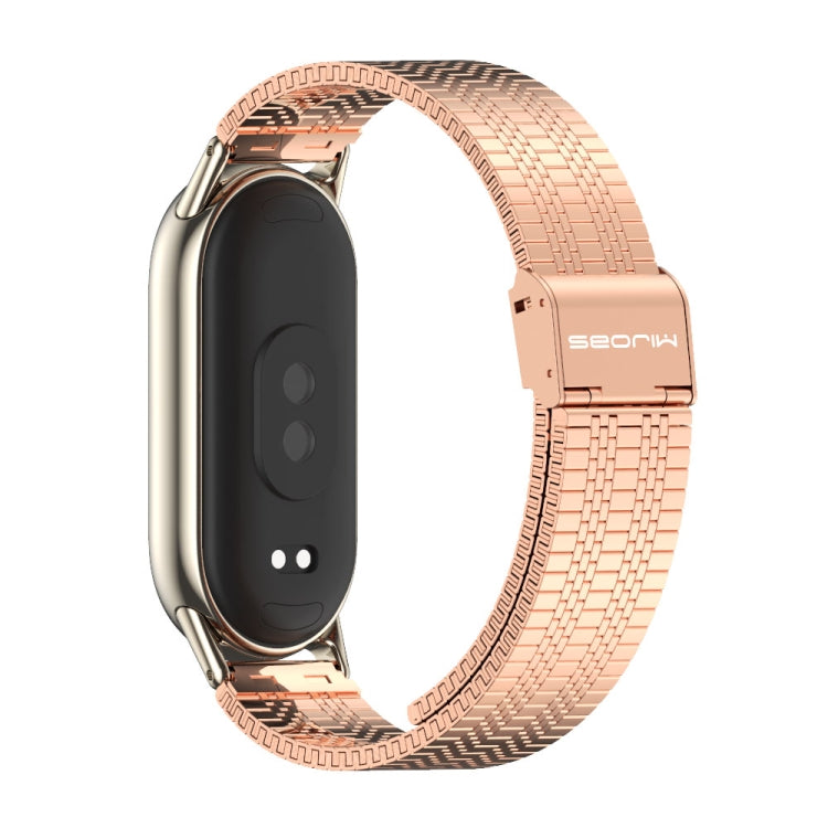 For Xiaomi Mi Band 8 / 9 / 9 NFC Mijobs Stainless Steel Metal Watch Band(Rose Gold+Light Gold)