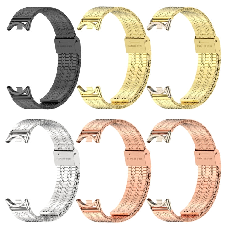 For Xiaomi Mi Band 8 / 9 / 9 NFC Mijobs Stainless Steel Metal Watch Band(Rose Gold+Light Gold)