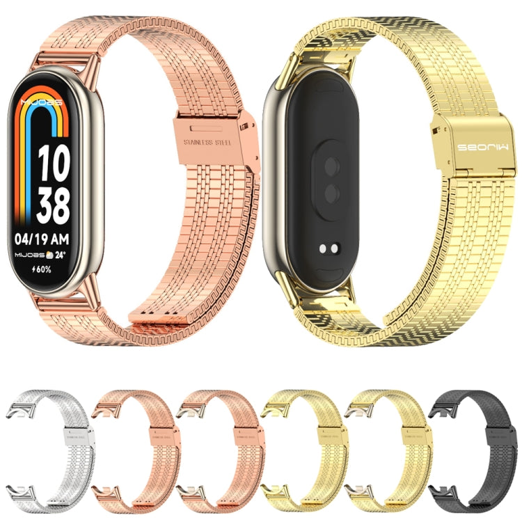 For Xiaomi Mi Band 8 / 9 / 9 NFC Mijobs Stainless Steel Metal Watch Band(Rose Gold+Light Gold)