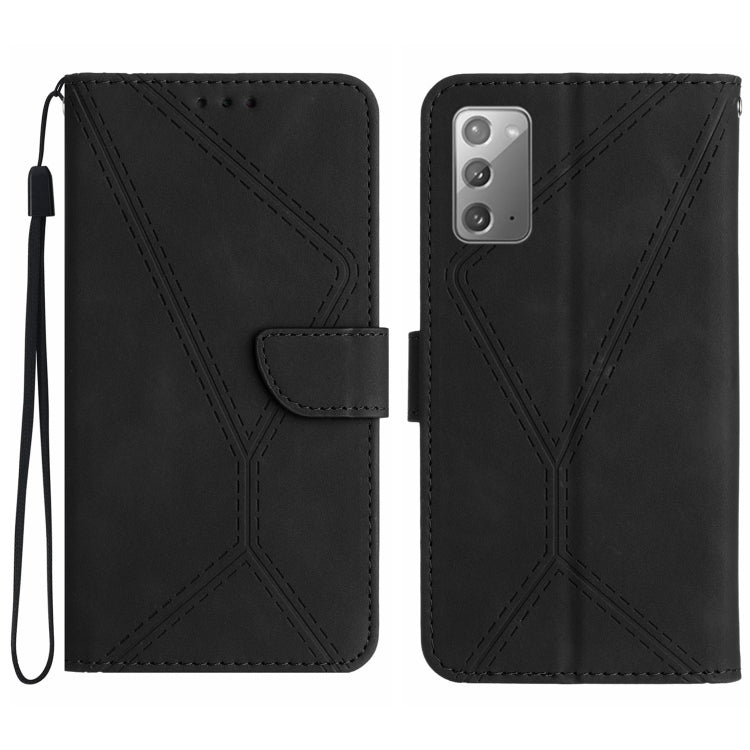 For Samsung Galaxy Note20 Stitching Embossed Leather Phone Case(Black)