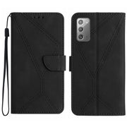For Samsung Galaxy Note20 Stitching Embossed Leather Phone Case(Black)