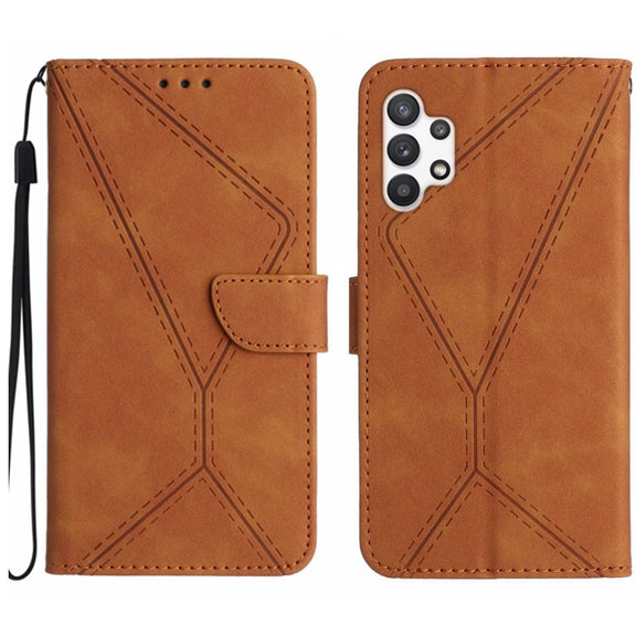 For Samsung Galaxy A32 5G Stitching Embossed Leather Phone Case(Brown)