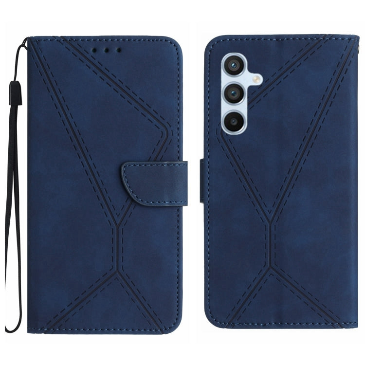 For Samsung Galaxy A34 5G Stitching Embossed Leather Phone Case(Blue)