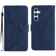 For Samsung Galaxy A34 5G Stitching Embossed Leather Phone Case(Blue)