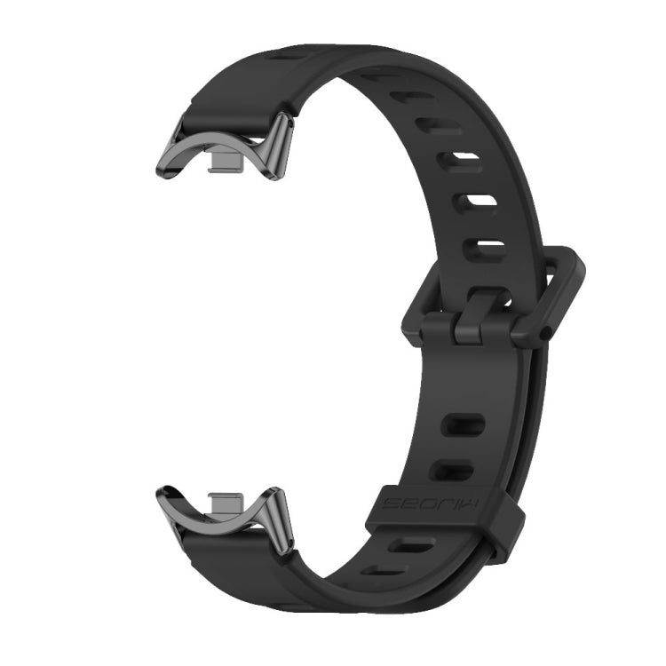 For Xiaomi Mi Band 8 / 9 / 9 NFC Mijobs Flat Hole Breathable Silicone Watch Band(Black)