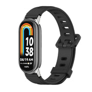 For Xiaomi Smart Band 10 / 9 / 8 Mijobs Flat Hole Breathable Silicone Watch Band(Black+Silver)