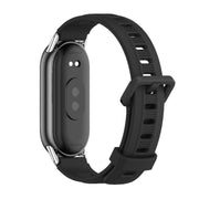 For Xiaomi Smart Band 10 / 9 / 8 Mijobs Flat Hole Breathable Silicone Watch Band(Black+Silver)