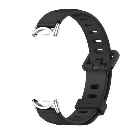 For Xiaomi Smart Band 10 / 9 / 8 Mijobs Flat Hole Breathable Silicone Watch Band(Black+Silver)