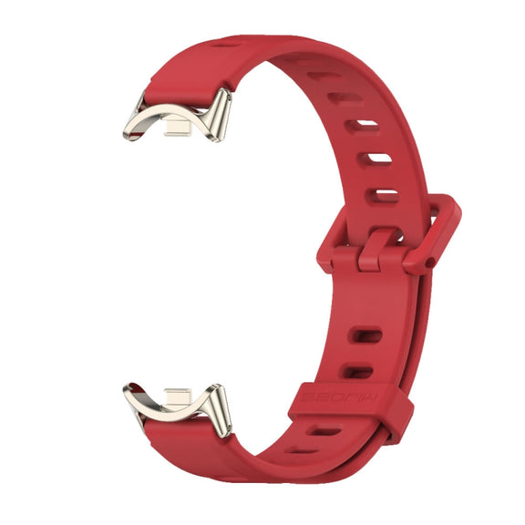 For Xiaomi Mi Band 8 / 9 / 9 NFC Mijobs Flat Hole Breathable Silicone Watch Band(Red+Light Gold)