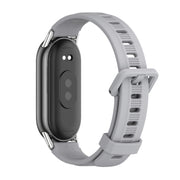 For Xiaomi Mi Band 8 / 9 / 9 NFC Mijobs Flat Hole Breathable Silicone Watch Band(Grey+Silver)