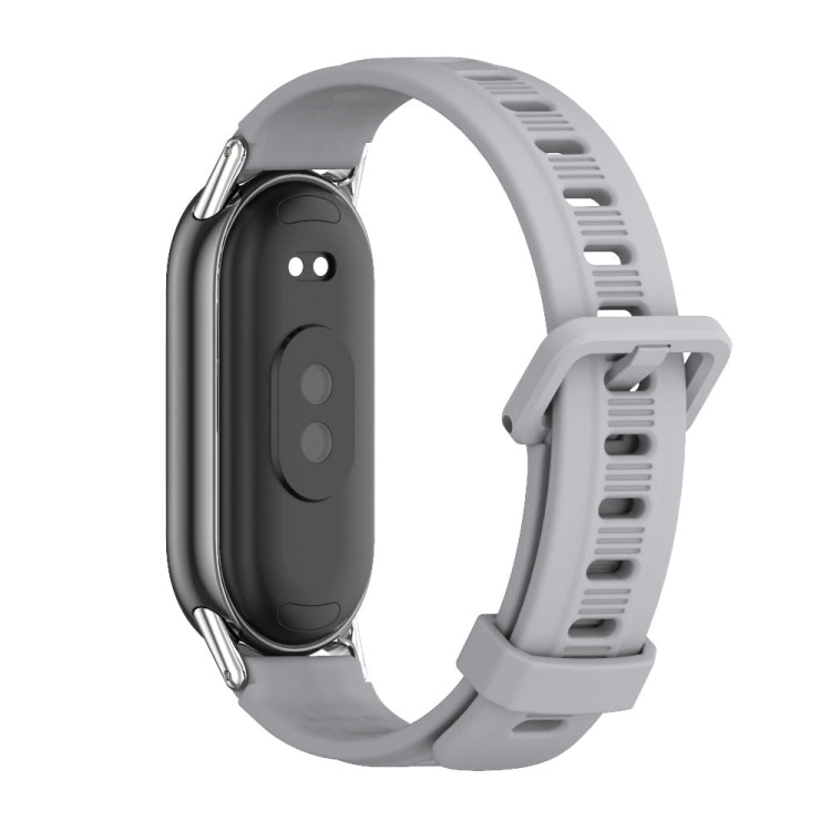 For Xiaomi Mi Band 8 / 9 / 9 NFC Mijobs Flat Hole Breathable Silicone Watch Band(Grey+Silver)
