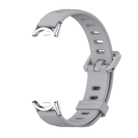 For Xiaomi Mi Band 8 / 9 / 9 NFC Mijobs Flat Hole Breathable Silicone Watch Band(Grey+Silver)