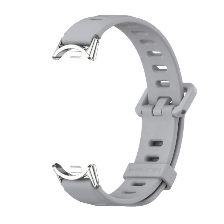 For Xiaomi Mi Band 8 / 9 / 9 NFC Mijobs Flat Hole Breathable Silicone Watch Band(Grey+Silver)