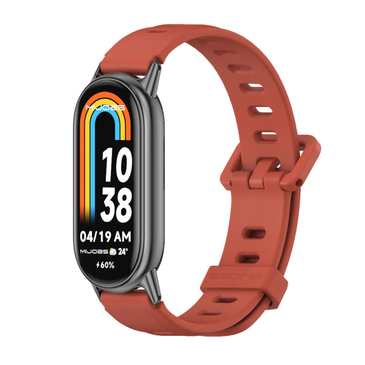 For Xiaomi Mi Band 8 / 9 / 9 NFC Mijobs Flat Hole Breathable Silicone Watch Band(Orange+Black)