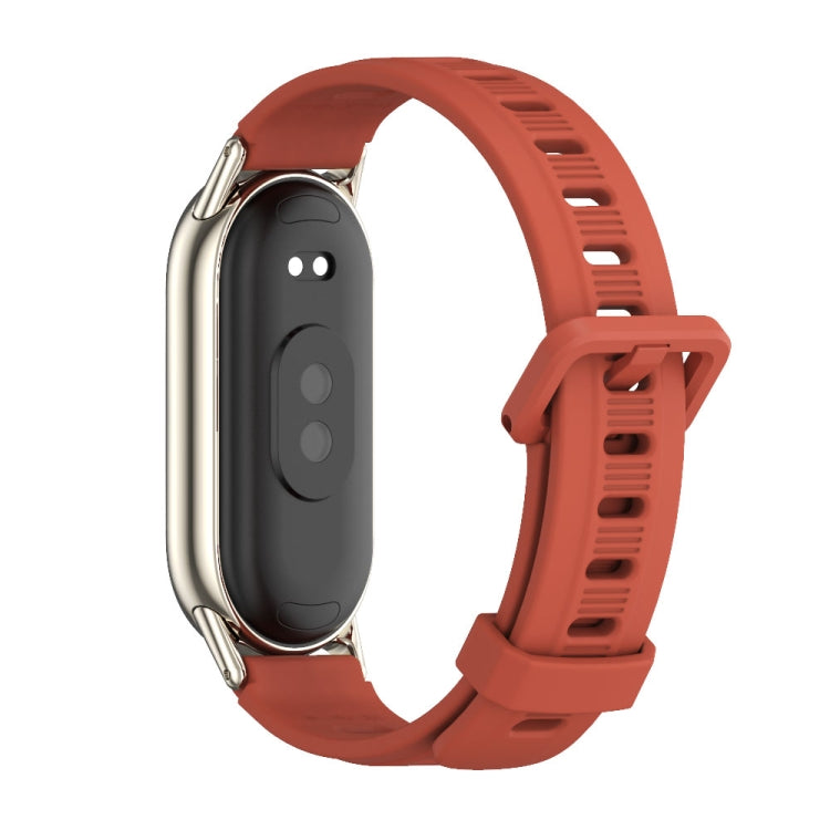 For Xiaomi Smart Band 10 / 9 / 8 Mijobs Flat Hole Breathable Silicone Watch Band(Orange+Light Gold)
