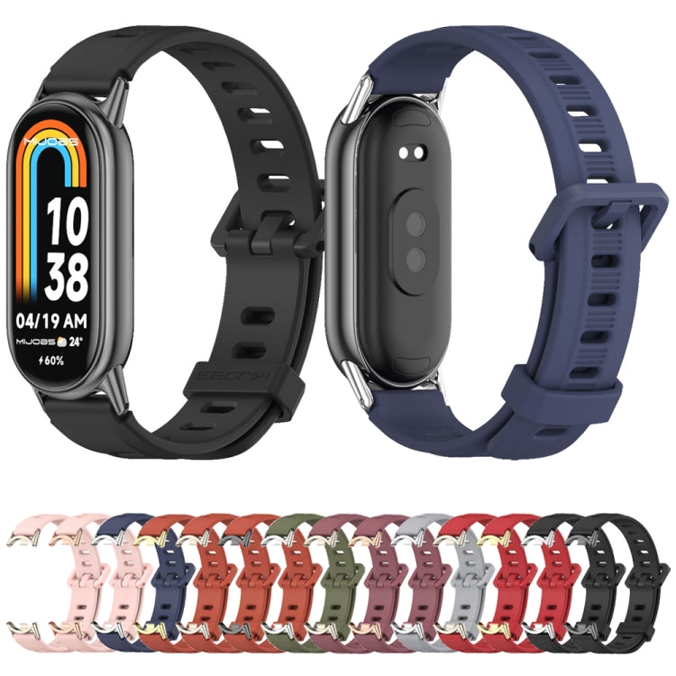 For Xiaomi Smart Band 10 / 9 / 8 Mijobs Flat Hole Breathable Silicone Watch Band(Black+Silver)