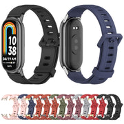 For Xiaomi Smart Band 10 / 9 / 8 Mijobs Flat Hole Breathable Silicone Watch Band(Black+Silver)