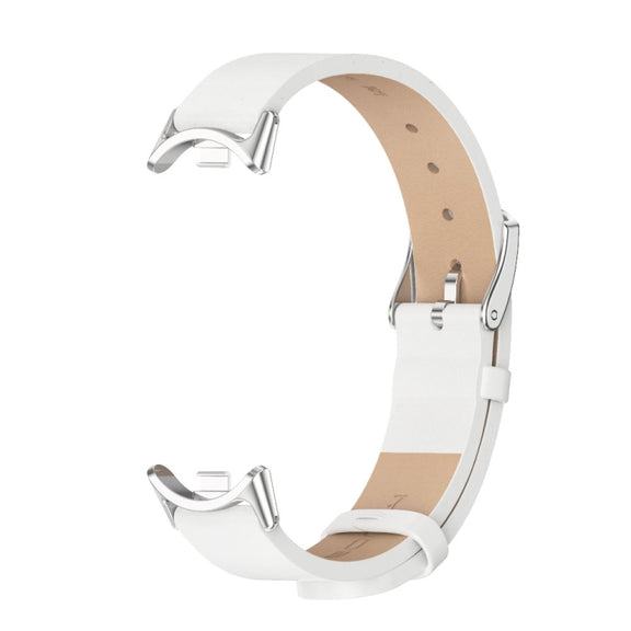 For Xiaomi Smart Band 10 / 9 / 8 Mijobs Microfiber PU Leather Watch Band(White Silver)
