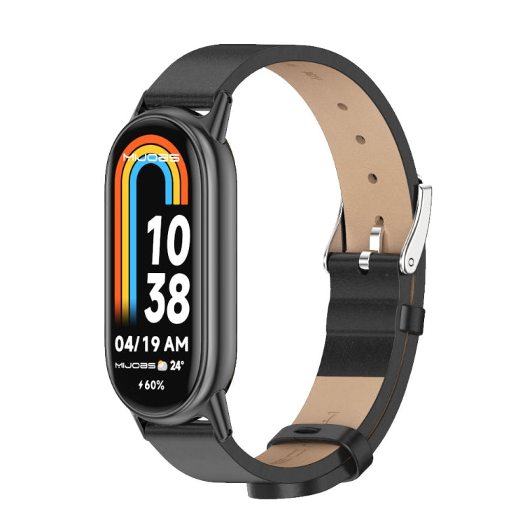 For Xiaomi Smart Band 10 / 9 / 8 Mijobs Microfiber PU Leather Watch Band(Black)