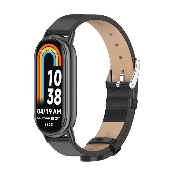 For Xiaomi Smart Band 10 / 9 / 8 Mijobs Microfiber PU Leather Watch Band(Black)