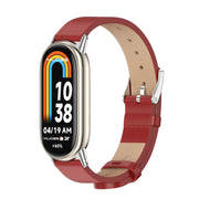For Xiaomi Smart Band 10 / 9 / 8 Mijobs Microfiber PU Leather Watch Band(Red Silver)