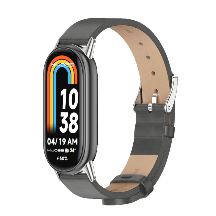 For Xiaomi Smart Band 10 / 9 / 8 Mijobs Microfiber PU Leather Watch Band(Grey Silver)
