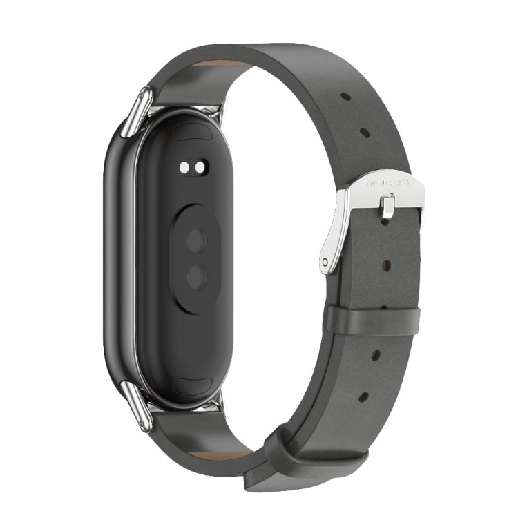 For Xiaomi Smart Band 10 / 9 / 8 Mijobs Microfiber PU Leather Watch Band(Grey Silver)