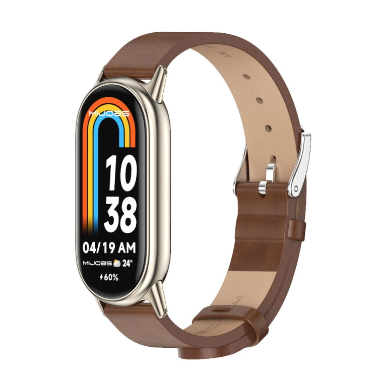 For Xiaomi Smart Band 10 / 9 / 8 Mijobs Microfiber PU Leather Watch Band(Brown Light Gold)