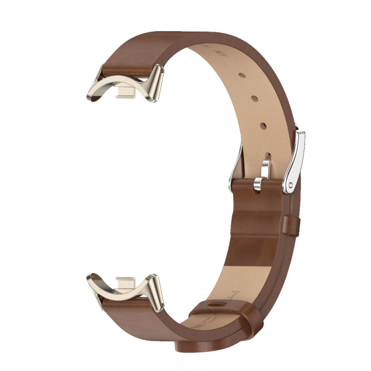 For Xiaomi Smart Band 10 / 9 / 8 Mijobs Microfiber PU Leather Watch Band(Brown Light Gold)