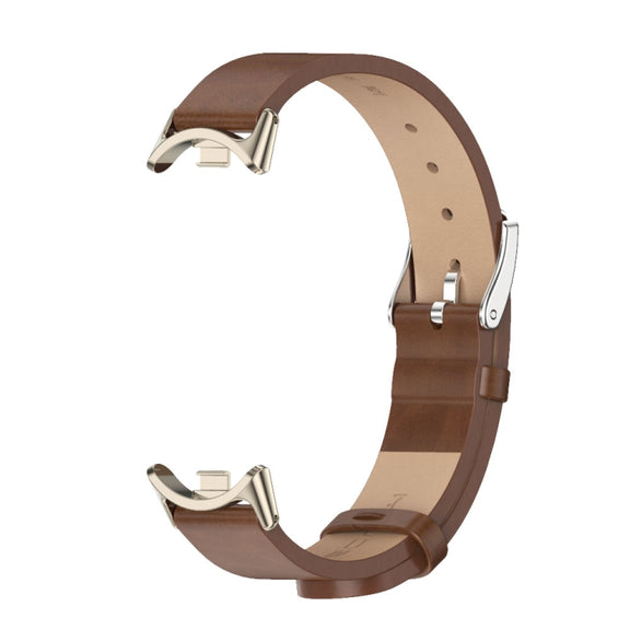 For Xiaomi Smart Band 10 / 9 / 8 Mijobs Microfiber PU Leather Watch Band(Brown Light Gold)