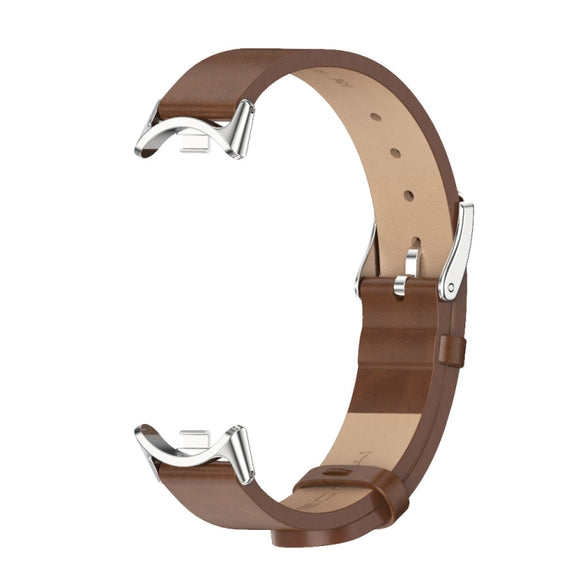 For Xiaomi Mi Band 8 / 9 / 9 NFC Mijobs Microfiber PU Leather Watch Band(Brown Silver)