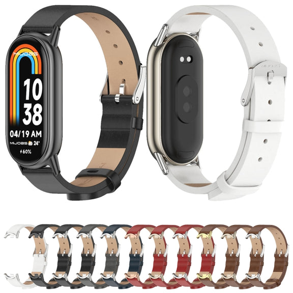 For Xiaomi Smart Band 10 / 9 / 8 Mijobs Microfiber PU Leather Watch Band(Red Silver)