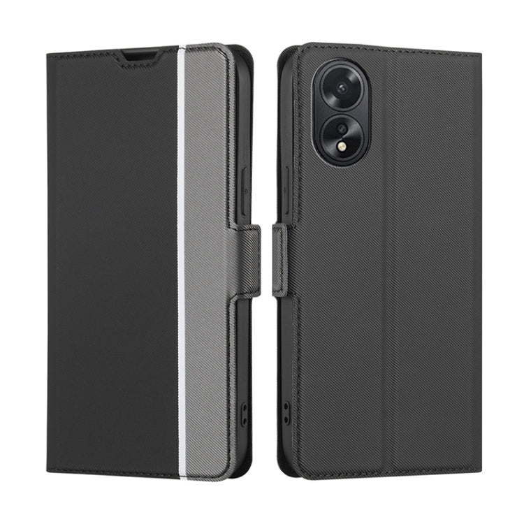 For OPPO A38 4G / A18 4G Twill Texture Side Button Leather Phone Case(Black)