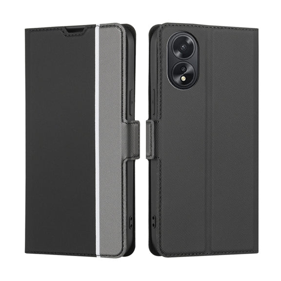 For OPPO A38 4G / A18 4G Twill Texture Side Button Leather Phone Case(Black)