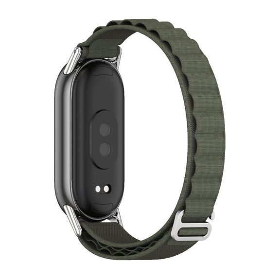 For Xiaomi Mi Band 8 / 9 / 9 NFC Mijobs Nylon Breathable Watch Band(Green Silver)