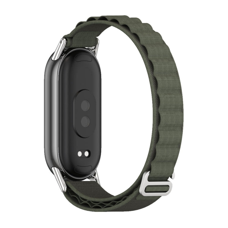 For Xiaomi Mi Band 8 / 9 / 9 NFC Mijobs Nylon Breathable Watch Band(Green Silver)