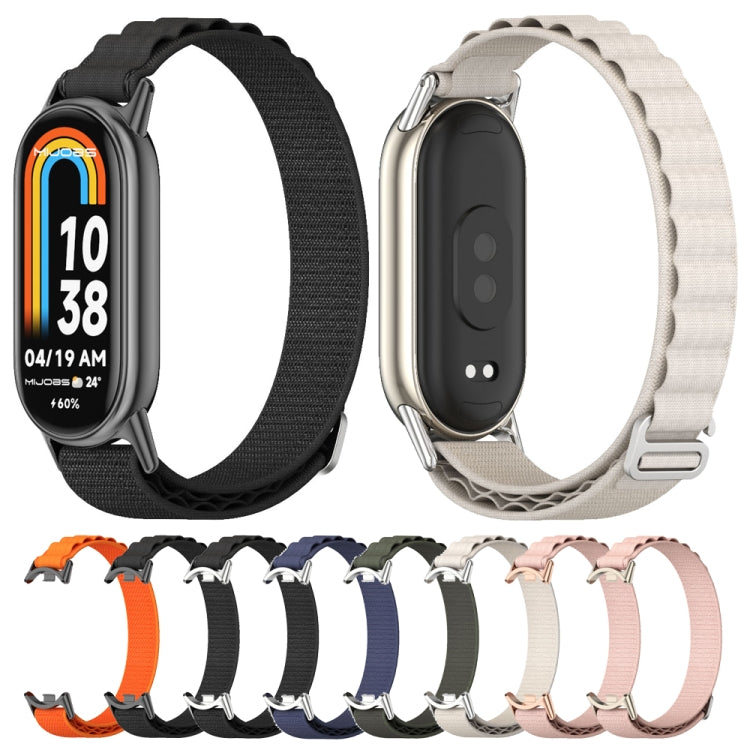 For Xiaomi Smart Band 10 / 9 / 8 Mijobs Nylon Breathable Watch Band(Grey Silver)