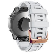 For Garmin Fenix 7S / 6S Pro / 5S Plus 20mm Rose Gold Buckle Silicone Watch Band(White)