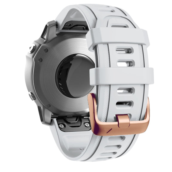 For Garmin Fenix 7S / 6S Pro / 5S Plus 20mm Rose Gold Buckle Silicone Watch Band(White)